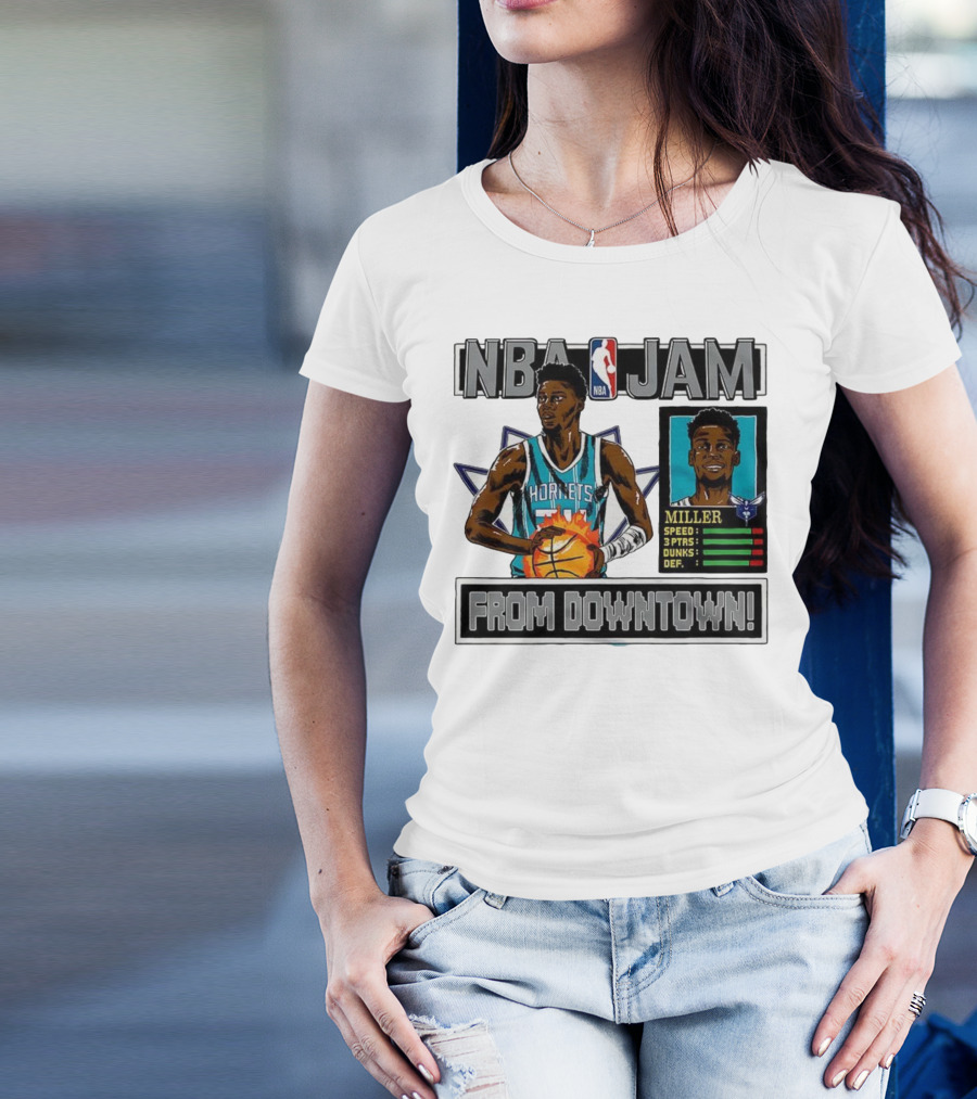 NBA Jam Brandon Miller Charlotte Hornets From Downtown Classic Video Game T-Shirt