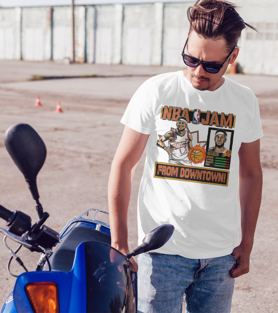 NBA Jam Devin Booker Suns From Downtown Classic Video Game T-Shirt