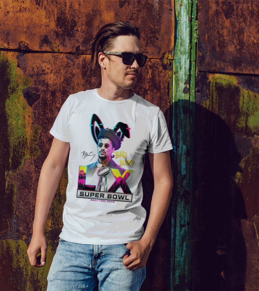 Bad Bunny Super Bowl LVI Halftime Show Signature NFL Icon T-Shirt