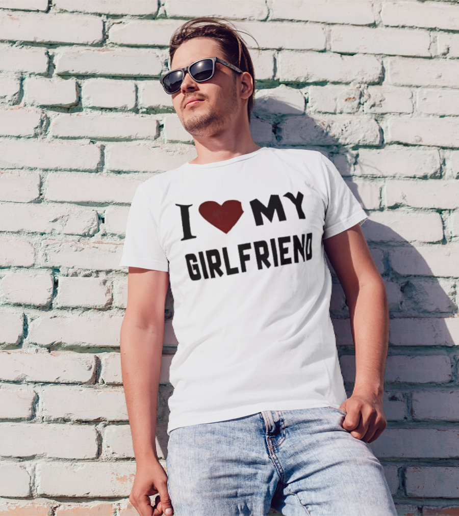 I Love My Girlfriend Heart Red T-Shirt