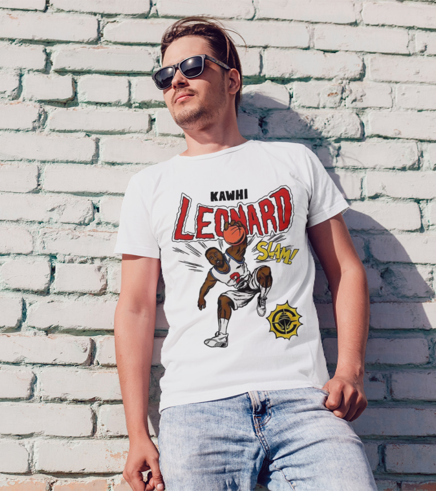 Kawhi Leonard Clippers Slam Comic Book Style Dunk Action T-Shirt