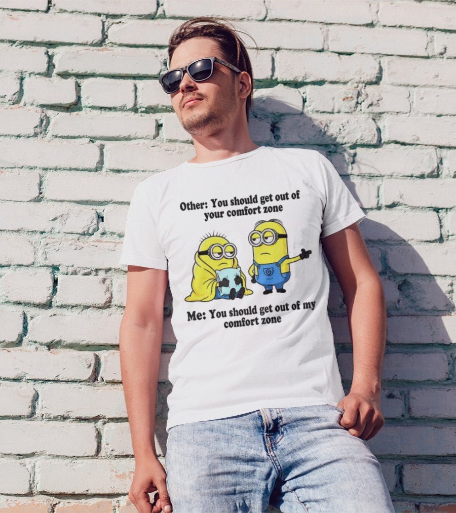 Minion Comfort Zone Quote With Blanket And Pajamas T-Shirt