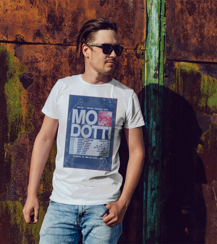 Europe United Kingdom 2025 Mo Dotti Tour Dates Amsterdam Brighton Manchester Sheffield Glasgow 30.11 To 10.12 T-Shirt