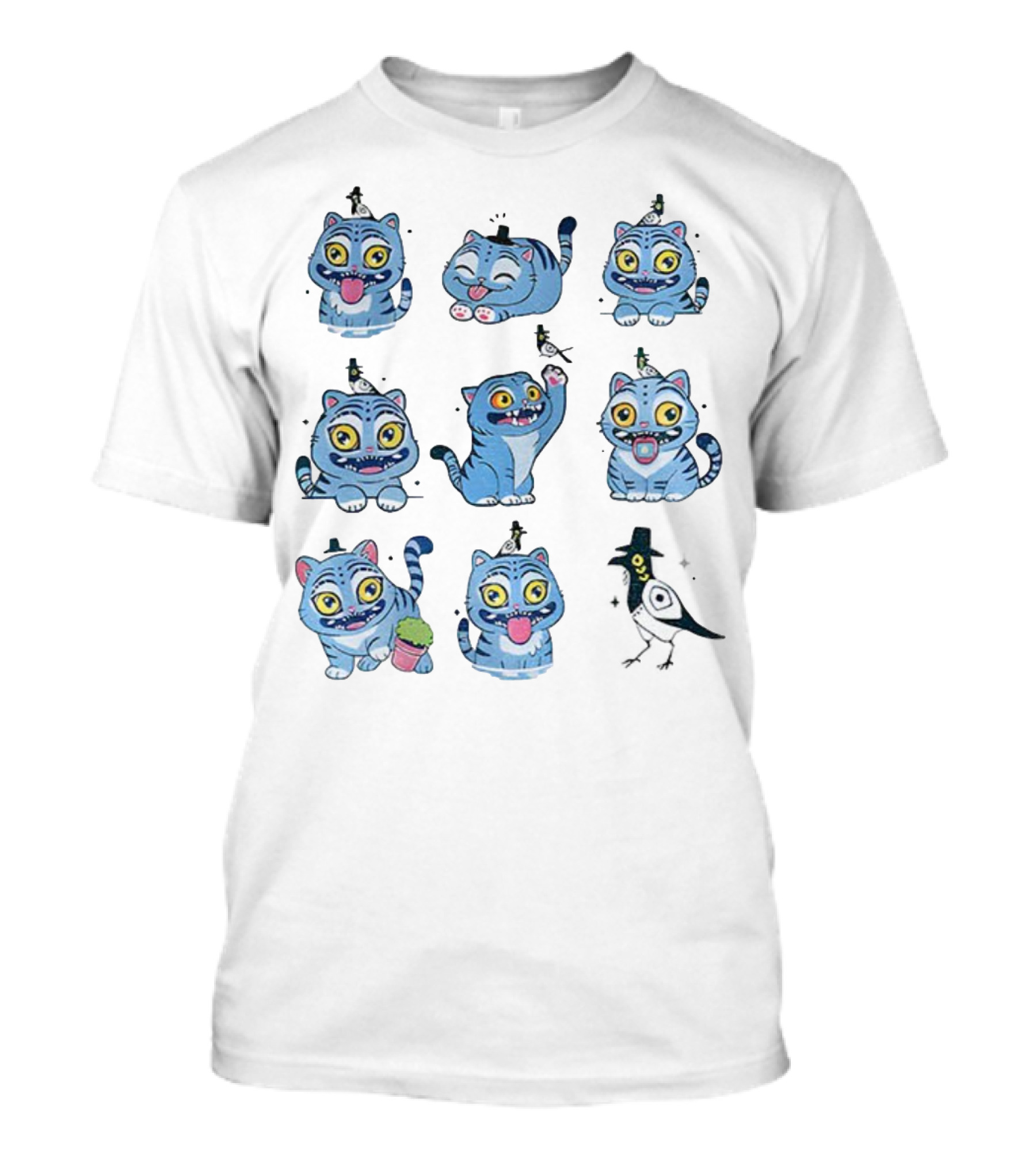 Tiger And Bird Cartoon Kpop Saja Boys Cute Expressions T-Shirt