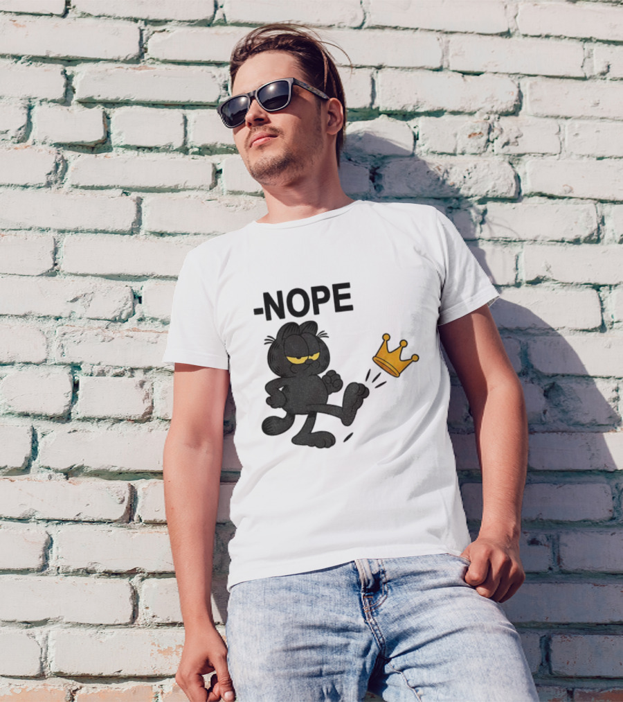 NOPE Black Cat Kicking Crown No Kings In America T-Shirt
