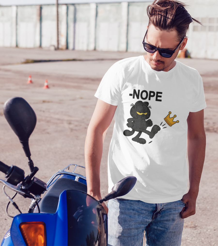 NOPE Black Cat Kicking Crown No Kings In America T-Shirt