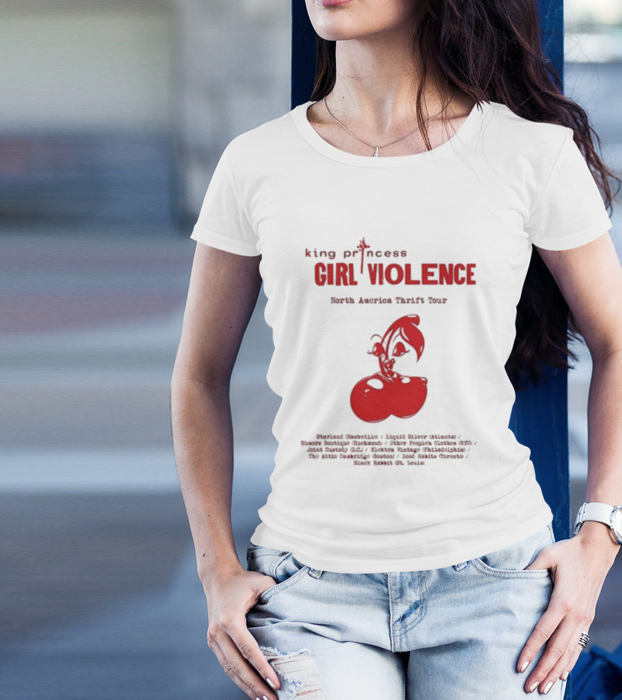 King Princess Girl Violence North America Thrift Tour Cherry Dates 2025 T-Shirt