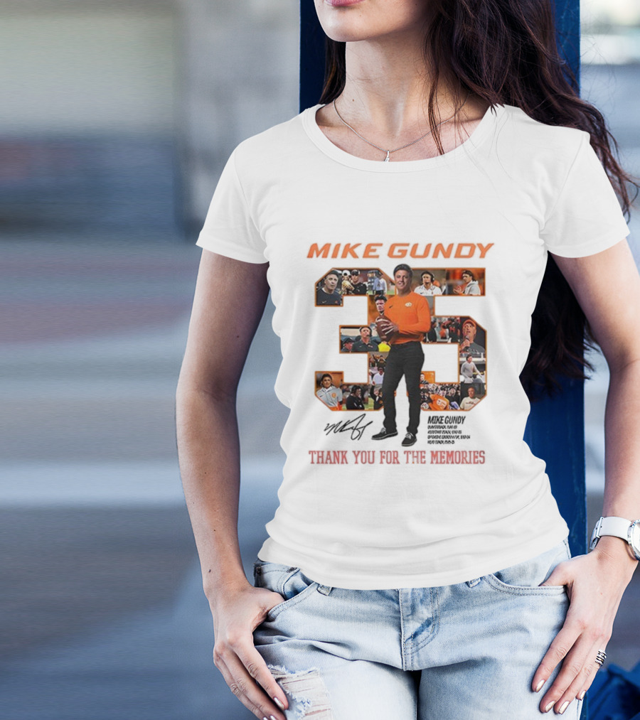 Mike Gundy 35 Years OSU Cowboy Football Thank You For The Memories T-Shirt