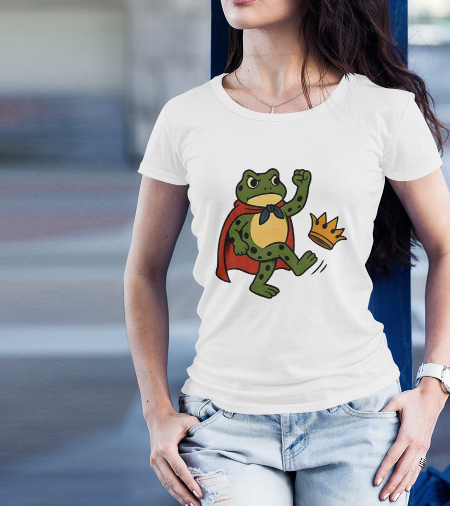 Portland Frog No Kings In America Anti Trump Kicking Crown T-Shirt