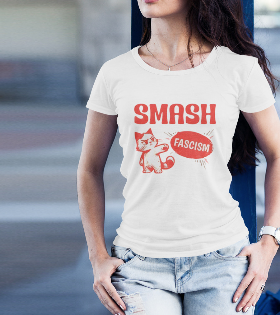 Smash Fascism Feminist Cat Paw Punch Activist Protest T-Shirt
