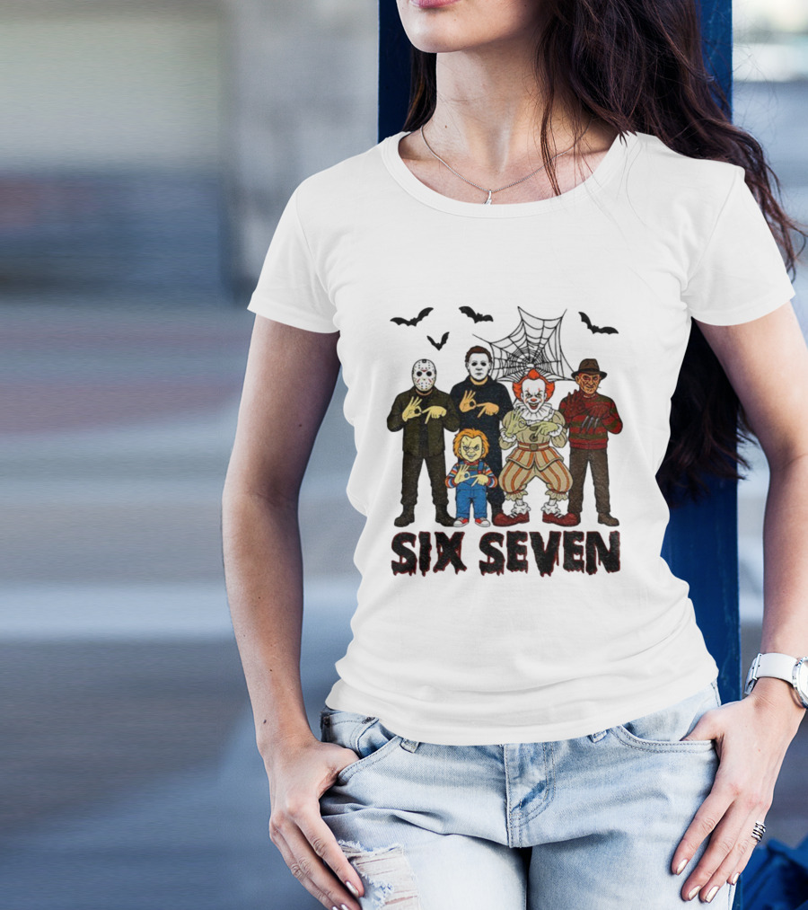 Six Seven Halloween Movie Villains Spooky Season T-Shirt