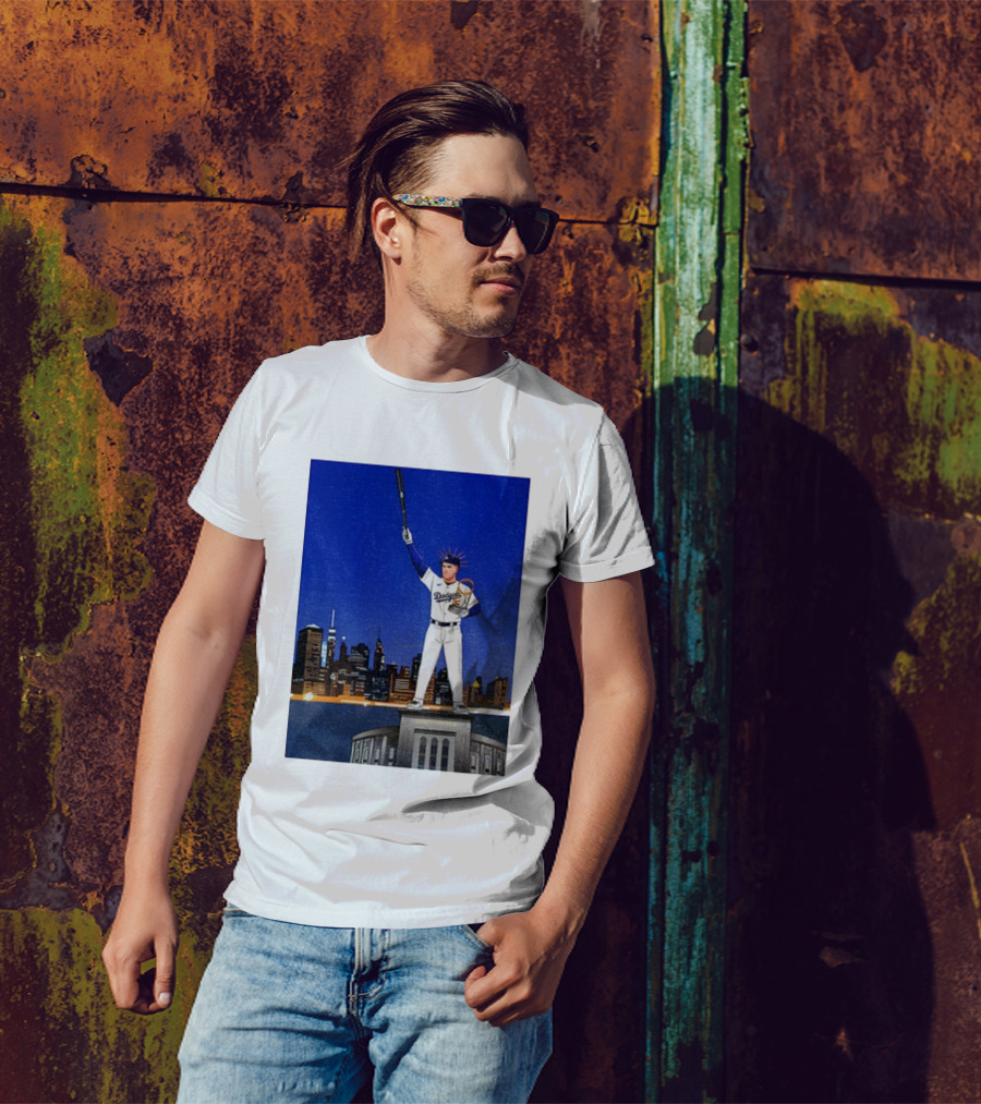 Freddie Freeman Dodgers Statue Of Liberty New York Skyline 2024 MVP T-Shirt
