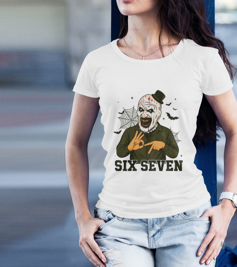 Terrifier Bundle Funny Halloween Six Seven Creepy Clown Costume T-Shirt