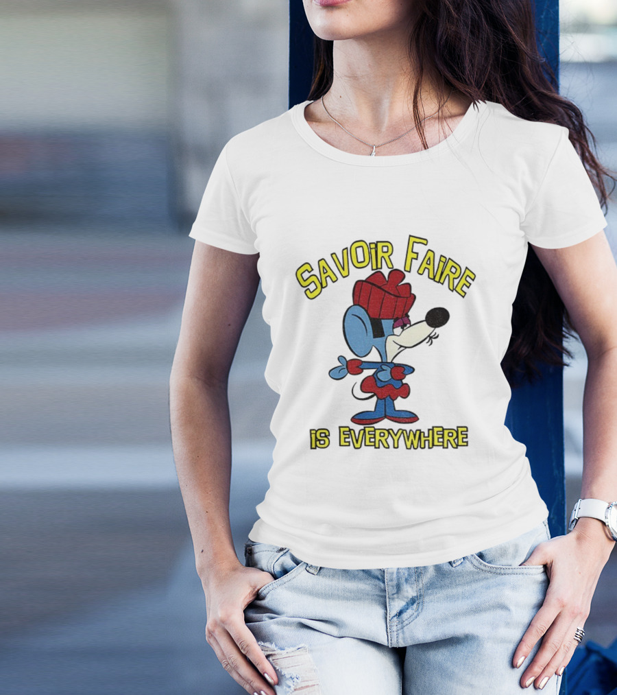 Savoir Faire Is Everywhere Cartoon Mouse In Red Outfit T-Shirt