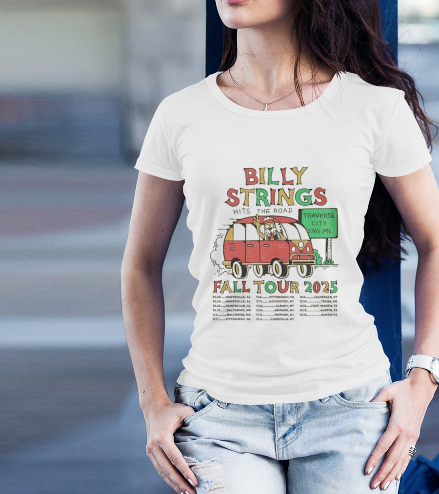 Billy Strings Hits The Road Fall Tour 2025 Traverse City Van 2765 MI T-Shirt