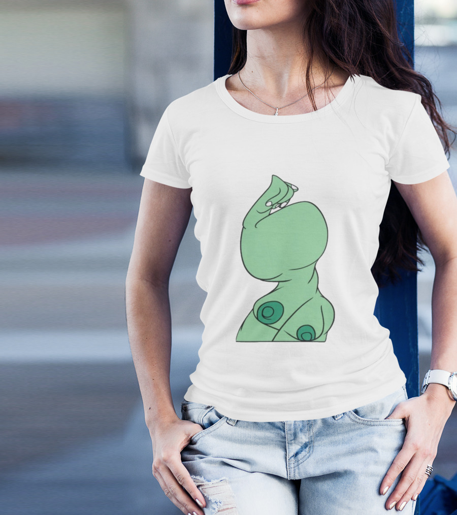 Bicep Flexing Cartoon Figure With Green Color Theme Pasadena T-Shirt