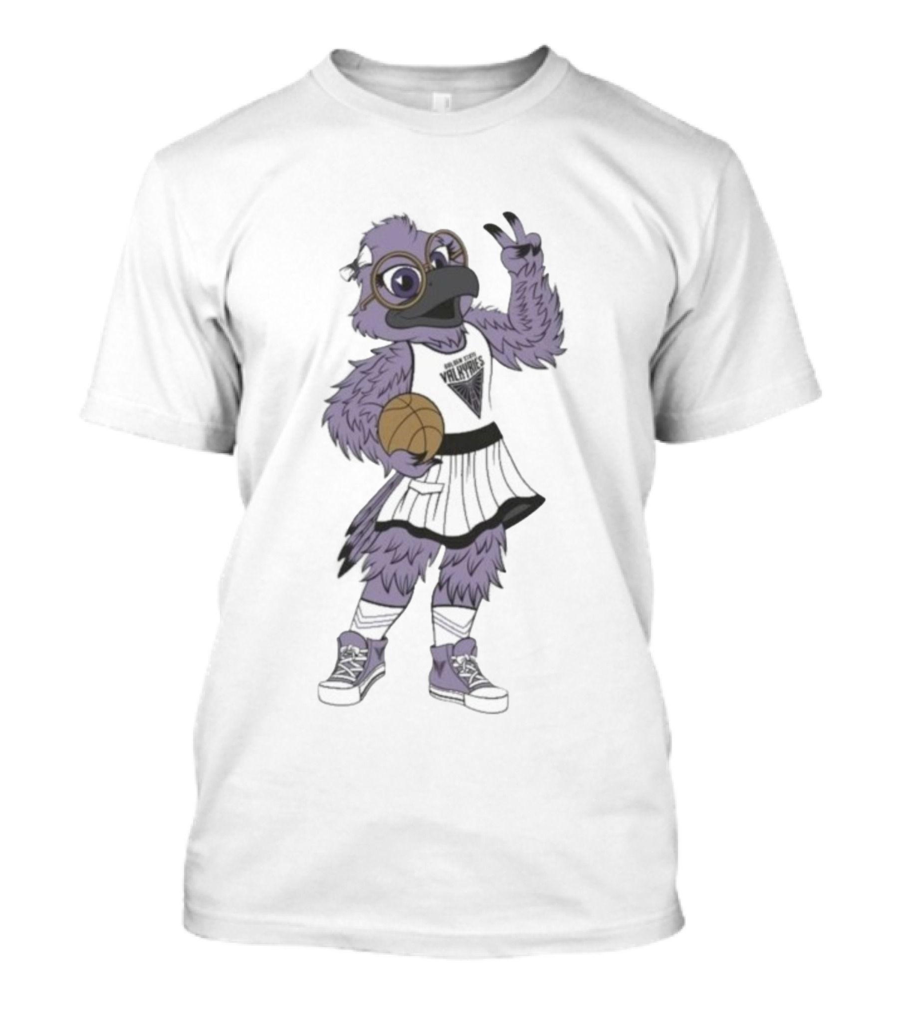 Golden State Valkyries WNBA Violet The Raven Mascot Basketball Fan Apparel T-Shirt