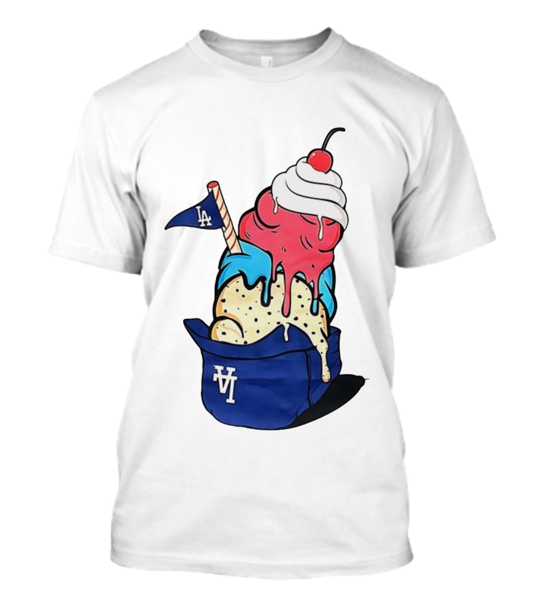 Los Angeles Dodgers Ice Cream Helmet LA Baseball Game Day Treat T-Shirt