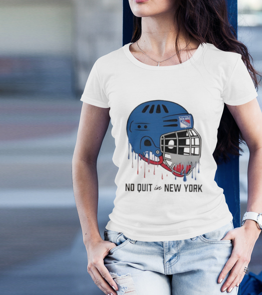 New York Rangers Drippy Helmet No Quit T-Shirt