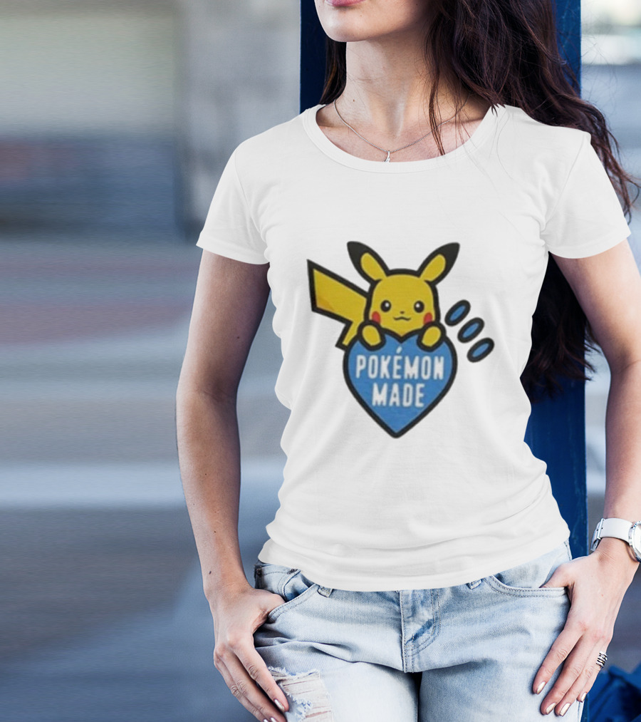 Pikachu Pokemon Made Heart Design T-Shirt