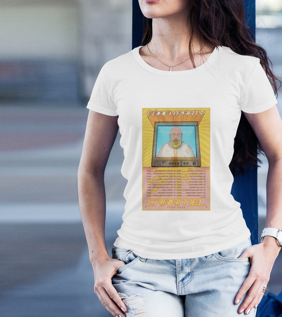 Coach Party Caramel Tour 2026 Concert Dates And Venues With Retro TV Illustration T-Shirt