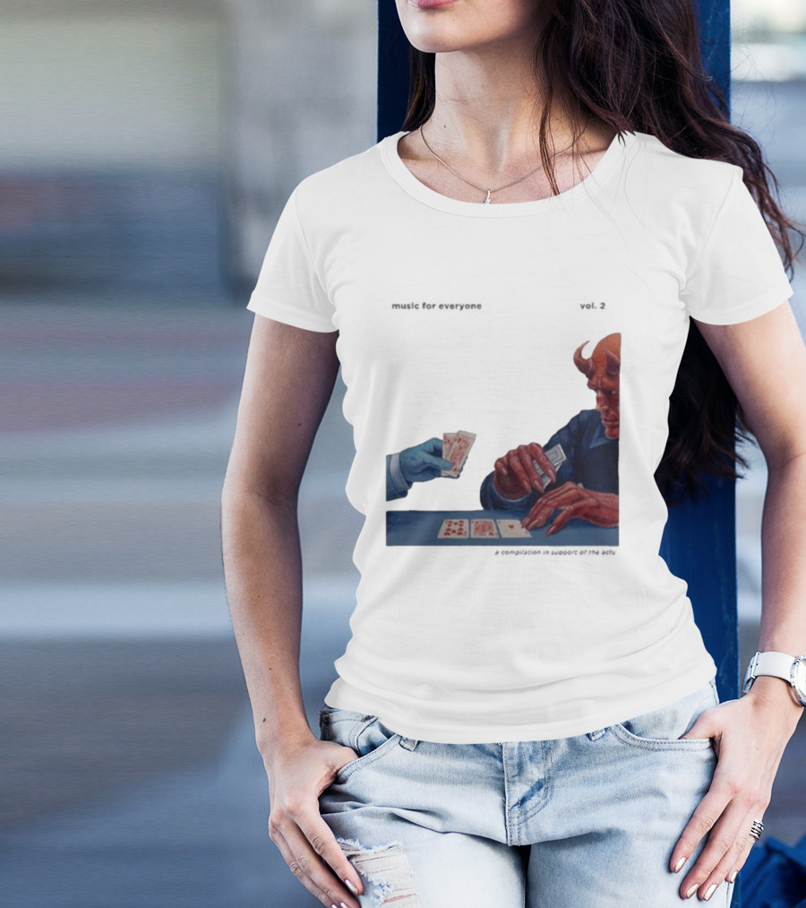 L.S. Dunes Music For Everyone Vol. 2 Satan Card Game Demon Illustration T-Shirt