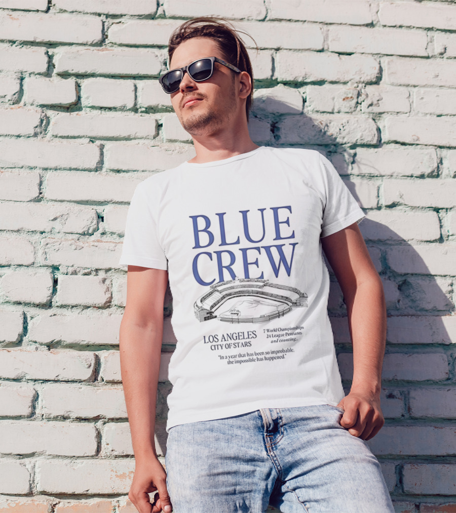 Blue Crew Los Angeles City Of Stars Dodgers Fans Championship Stadium T-Shirt