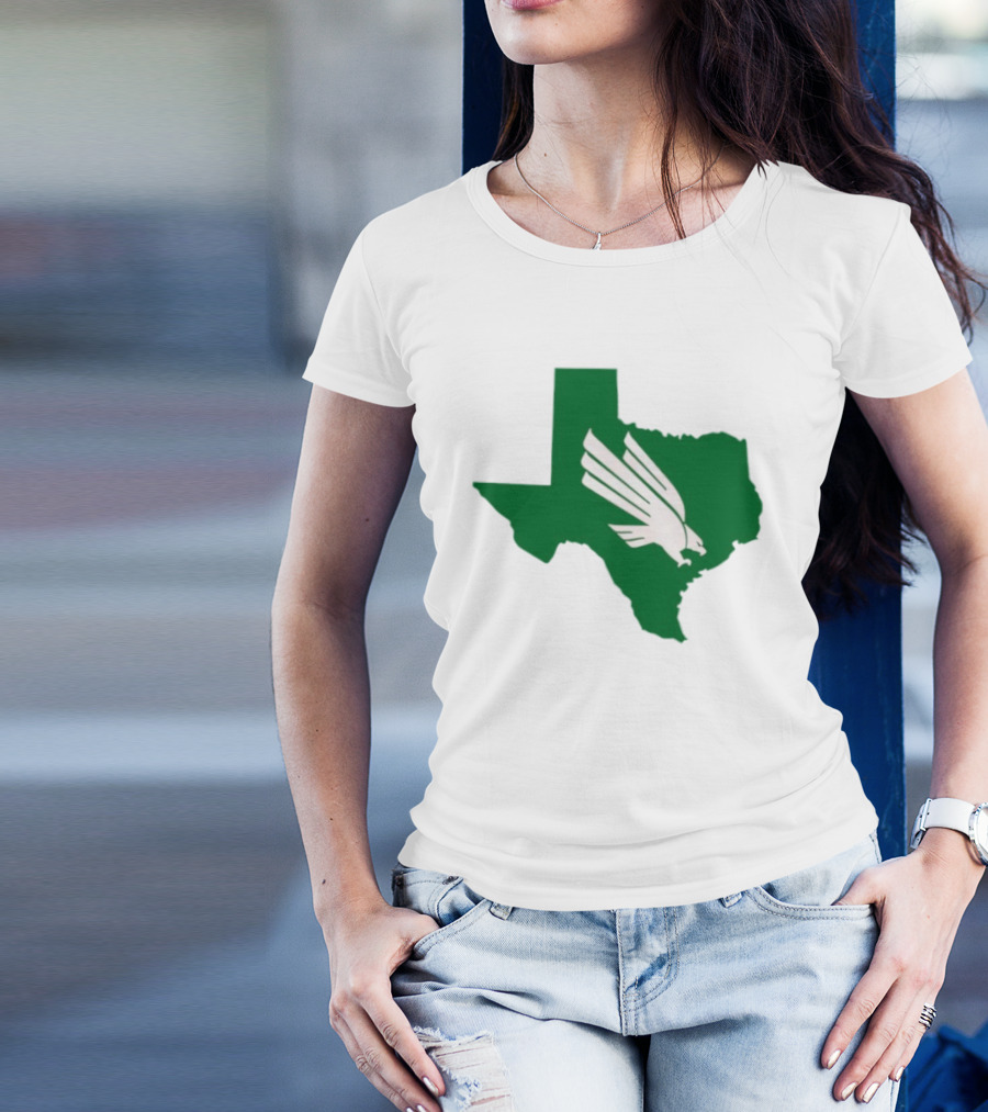 North Texas State Texas Diving Eagle Green Map T-Shirt