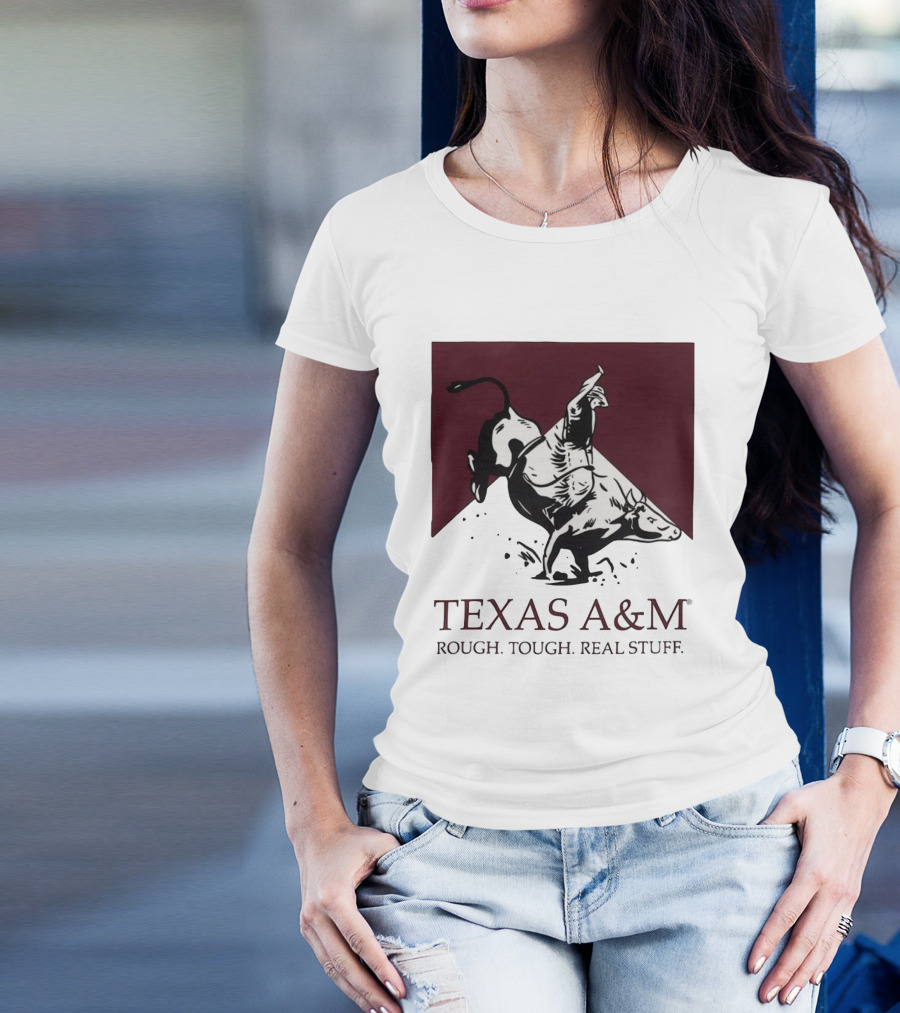Texas A&M Rough Tough Real Stuff Bull Rider Retro T-Shirt
