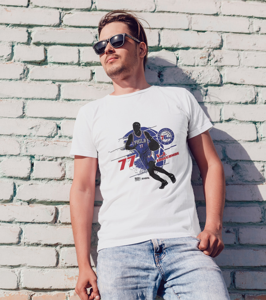 Philadelphia 76ers VJ Edgecombe Number 77 Basketball Player T-Shirt