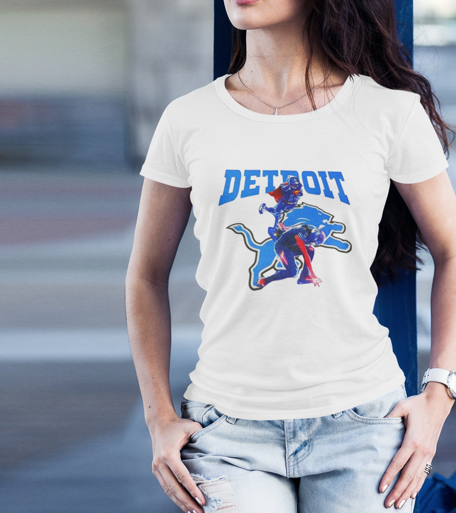 Detroit Lions Superman Crossover Athlete Leap T-Shirt