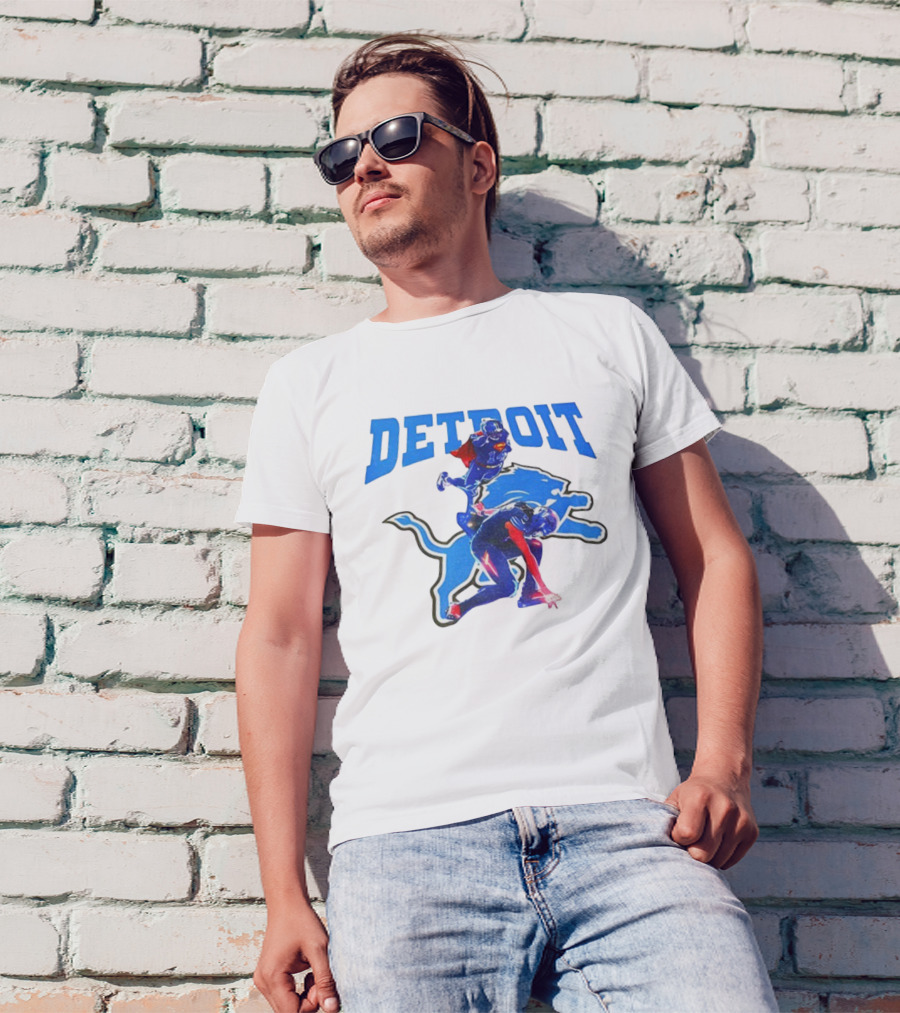 Detroit Lions Superman Crossover Athlete Leap T-Shirt