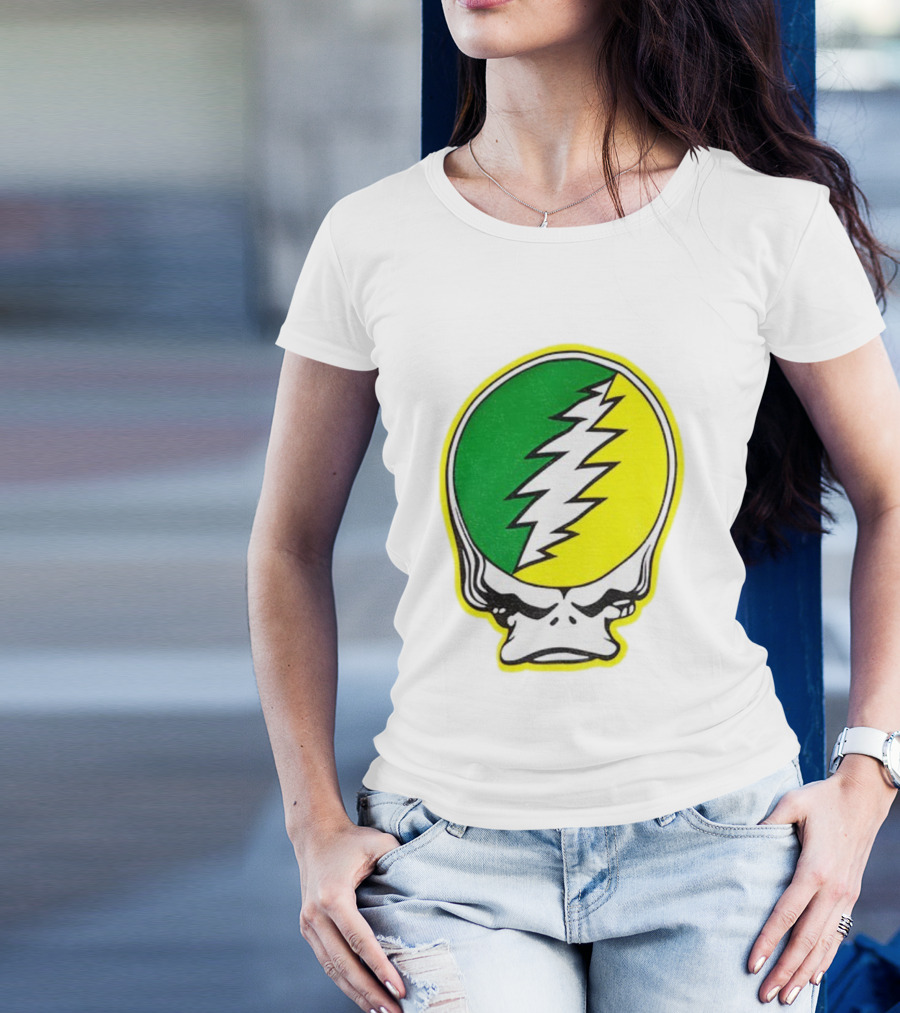 Grateful Ducks Grateful Dead Steal Your Face Green Yellow Bolt 26 T-Shirt
