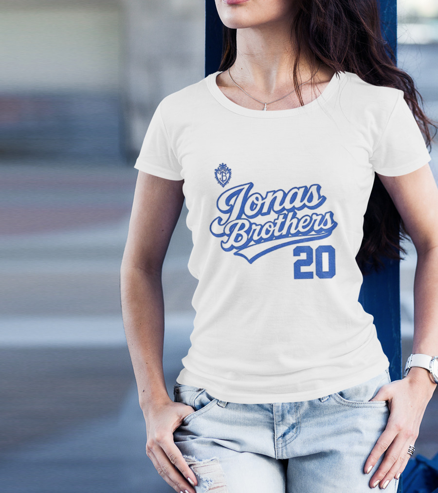 Jonas Brothers Blue Script 20 Tour Design T-Shirt