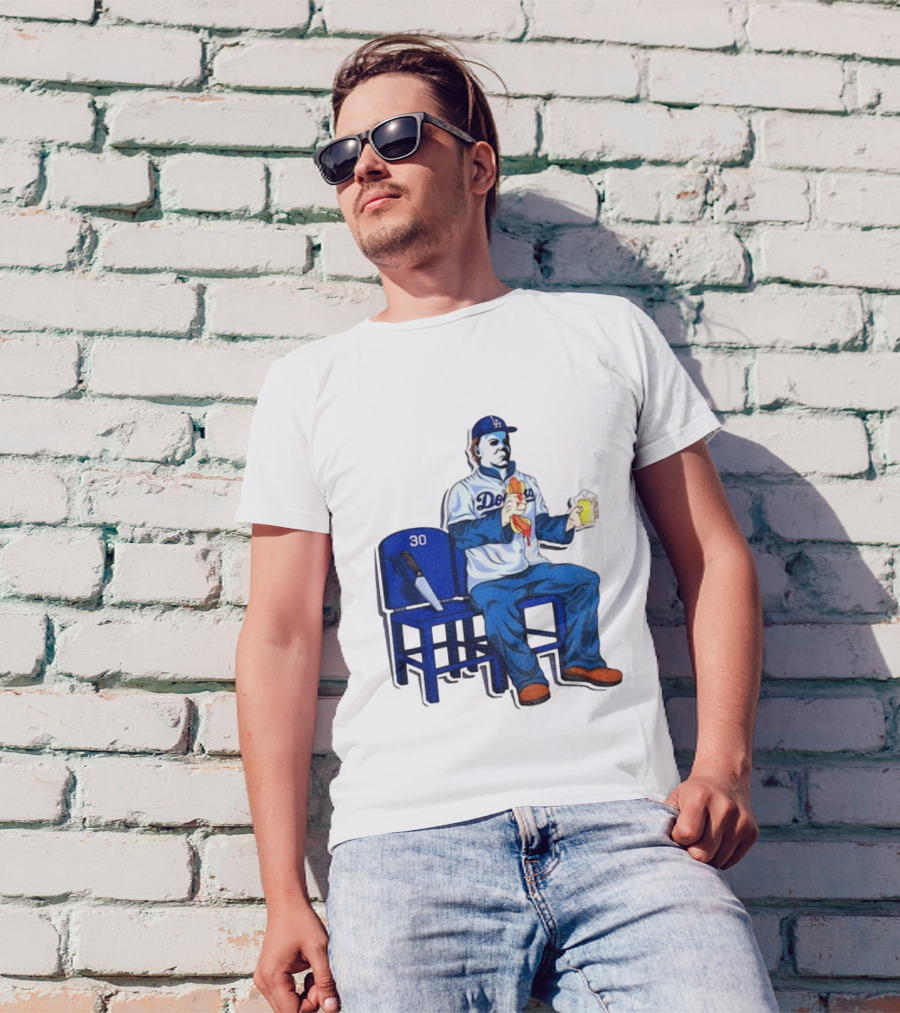 Michael Myers Dodgers Dave Roberts Hot Dog Beer MLB 2025 T-Shirt