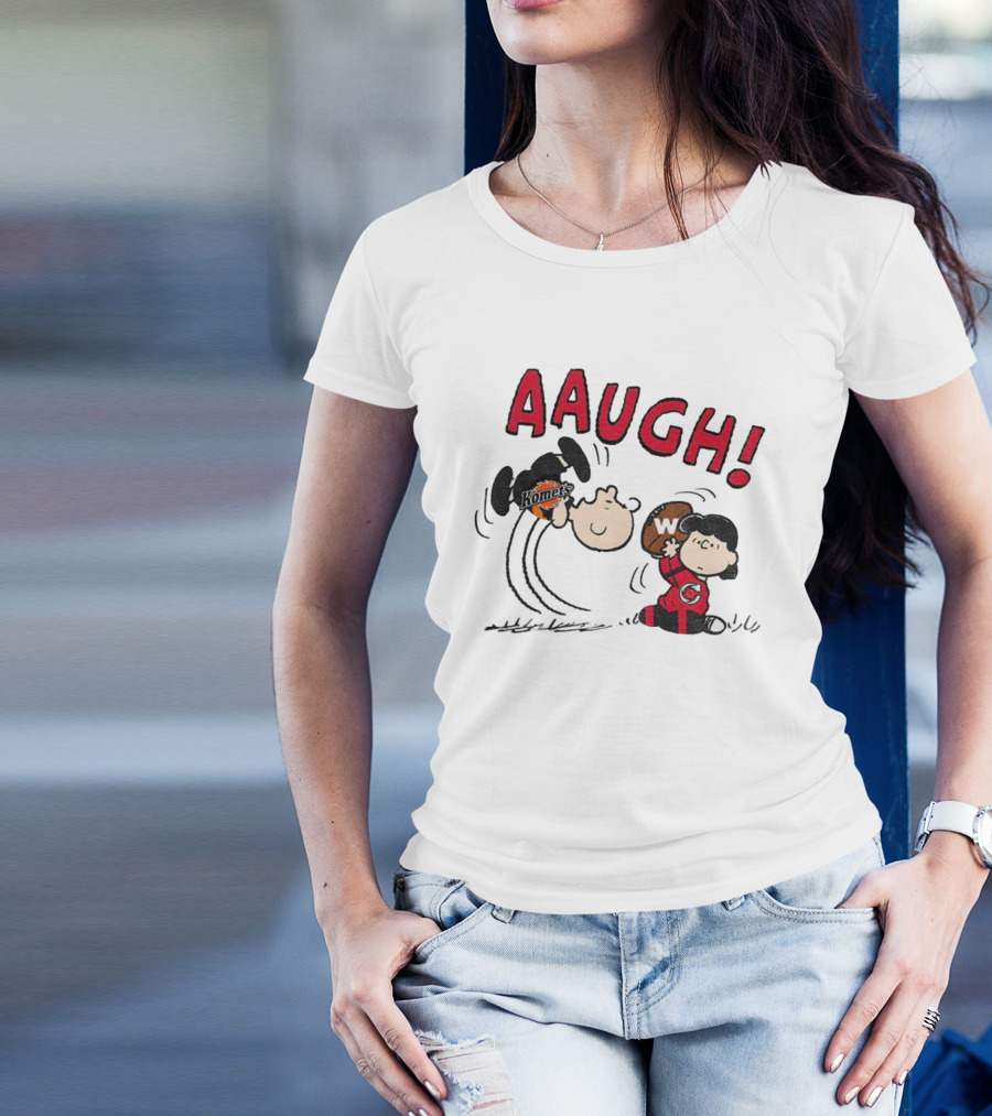 Peanuts Charlie Brown Cincinnati Cyclones Vs Komets Hockey AAUGH! Lucy Linus T-Shirt