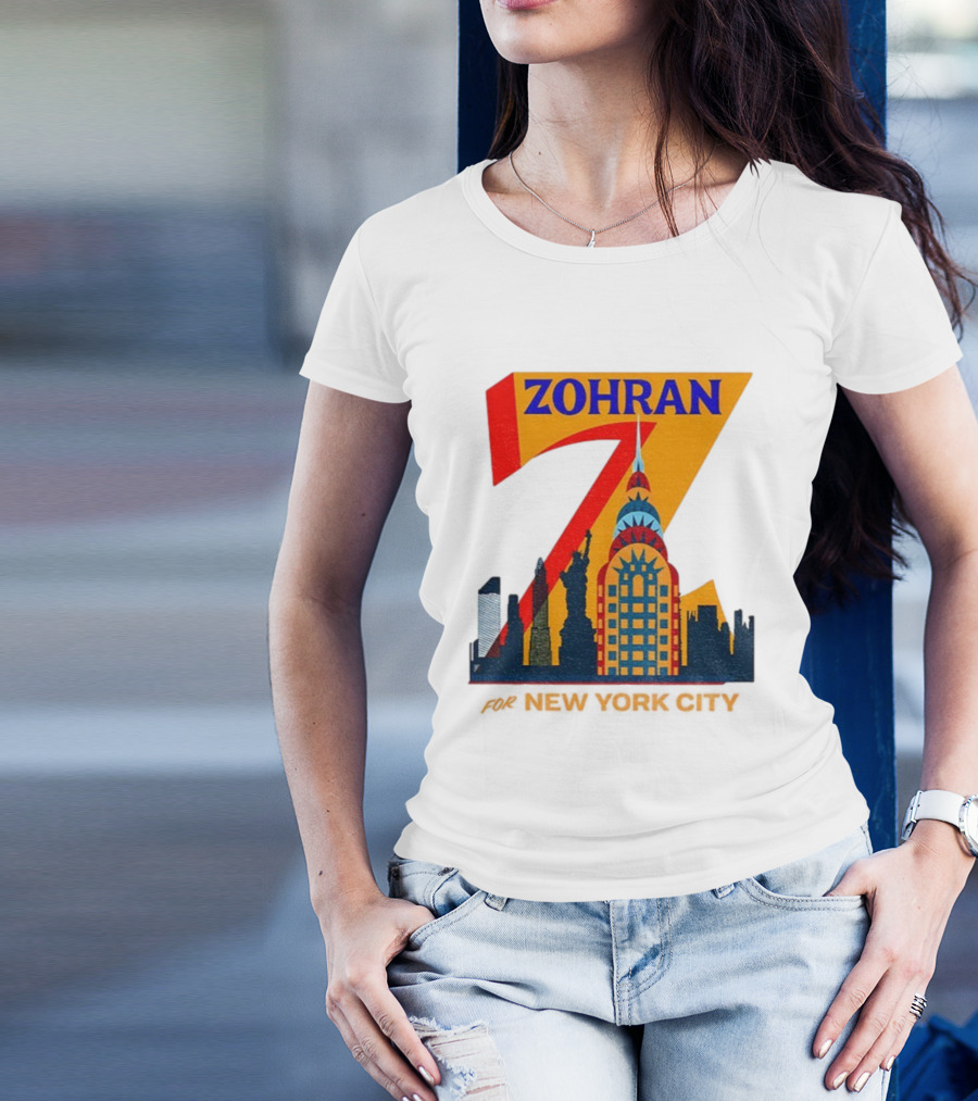 Zohran 2025 New York City Skyline Mayor Mamdani Campaign T-Shirt