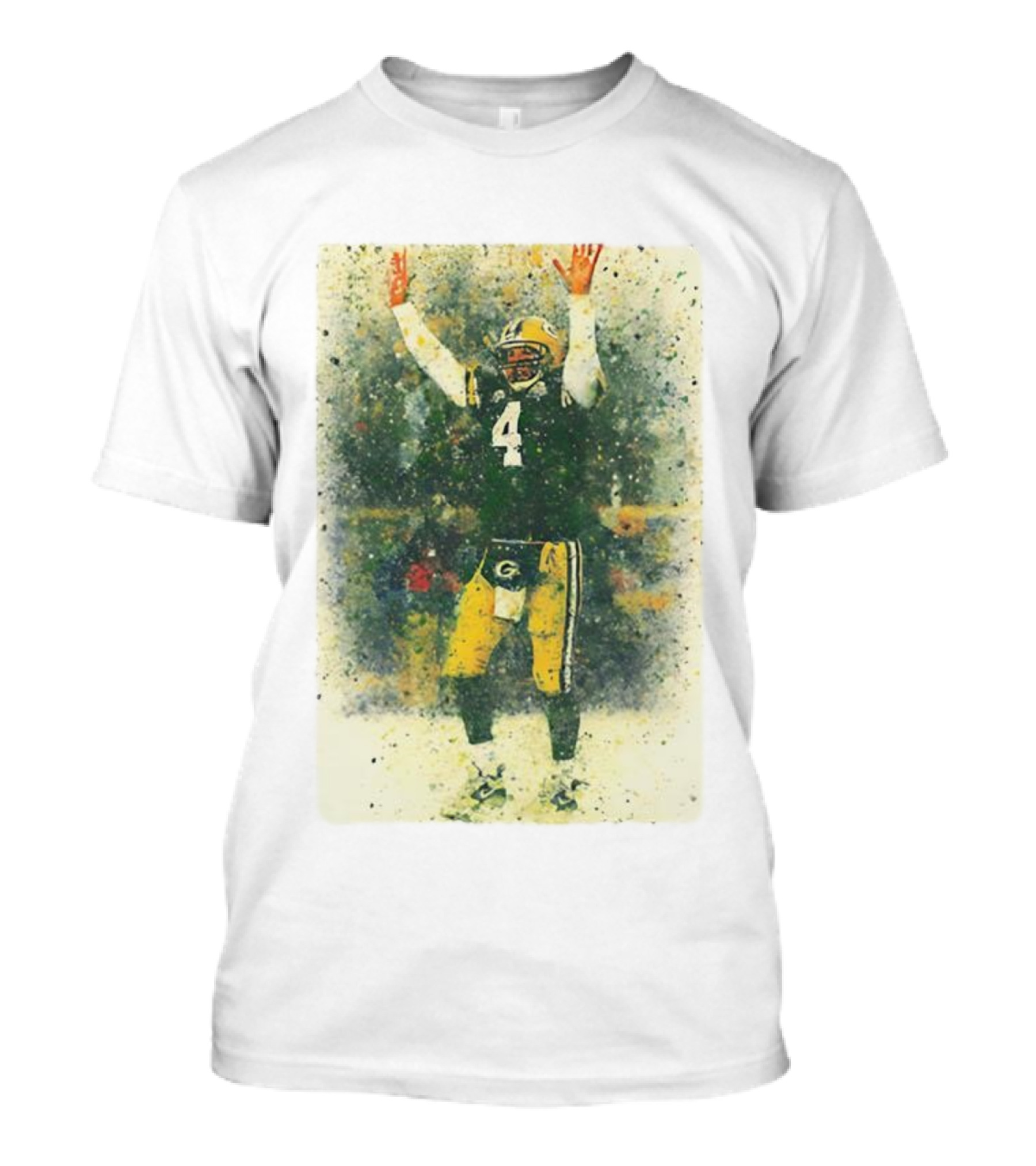 Brett Favre Green Bay Packers Celebratory Splash Number 4 T-Shirt