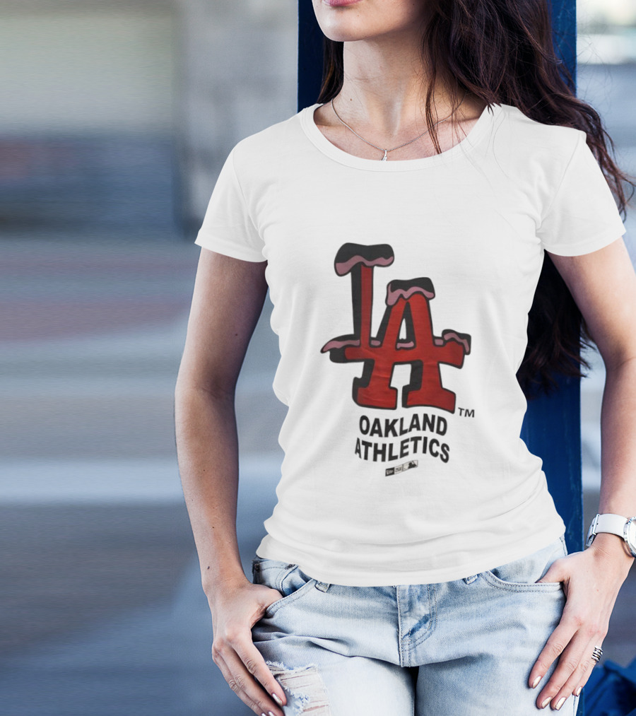 Los Angeles Dodgers Oakland Athletics Snow-Capped Letters T-Shirt