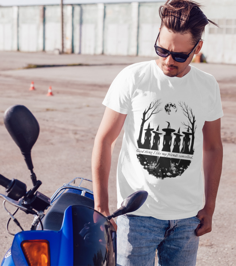 Good Thing I Like My Friends Cancelled Gothic Halloween Moon Twigs T-Shirt