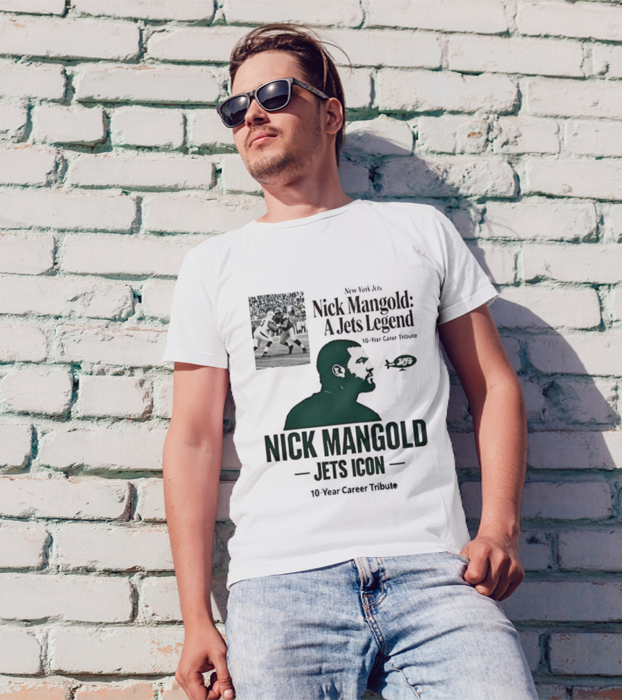 Nick Mangold Jets Icon 10-Year Career Tribute NFL Legend T-Shirt