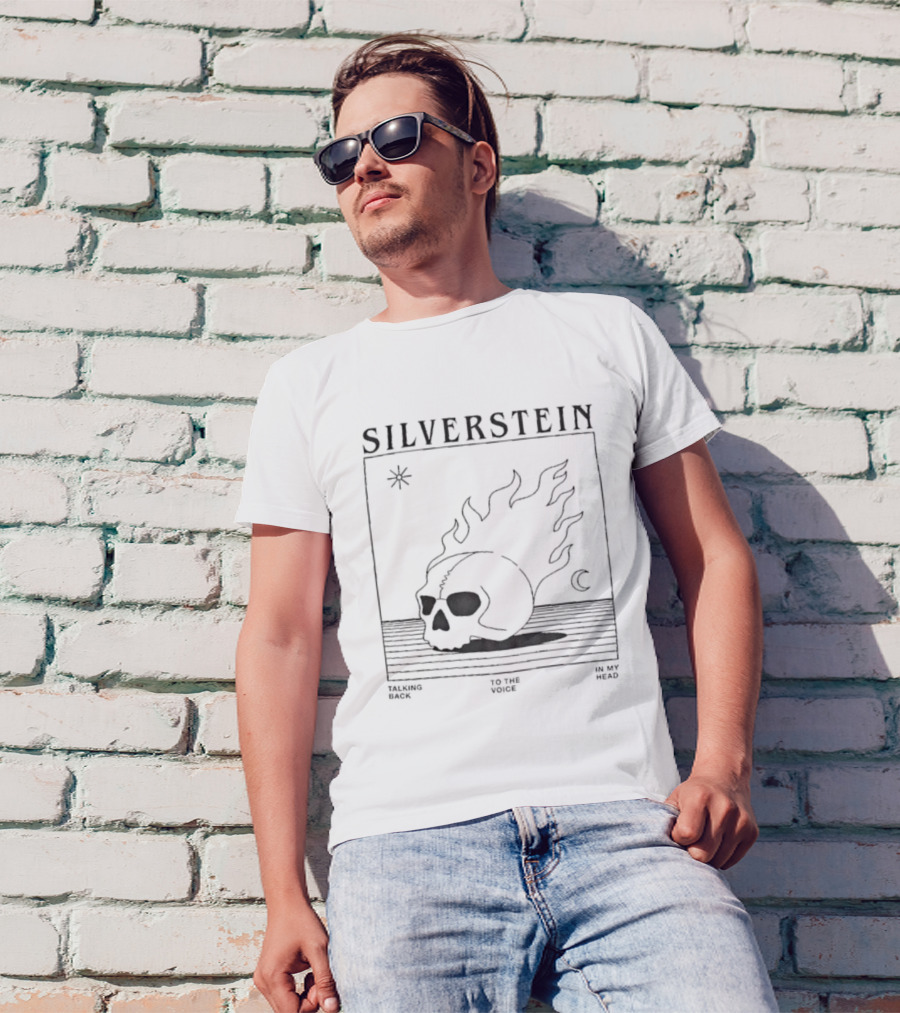 Silverstein Talking Back To The Voice In My Head Flaming Skull Design T-Shirt