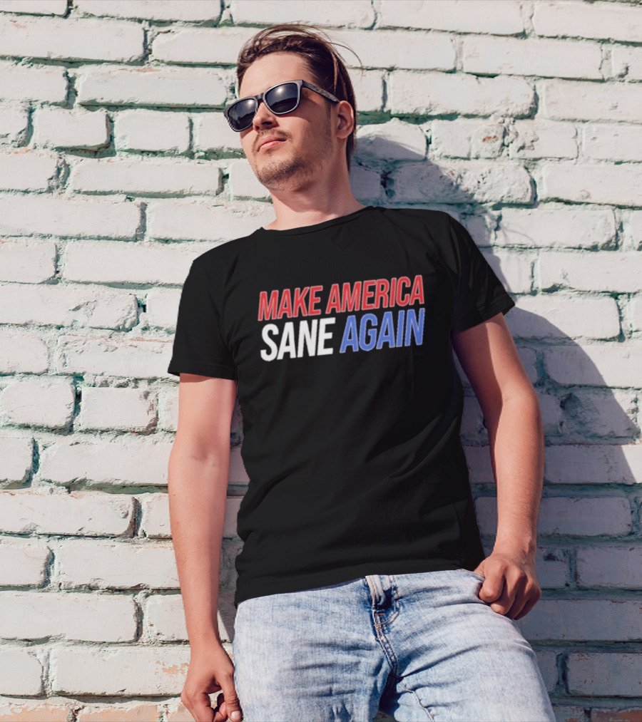 Duke Gomez Make America Sane Again Red White Blue Text T-Shirt