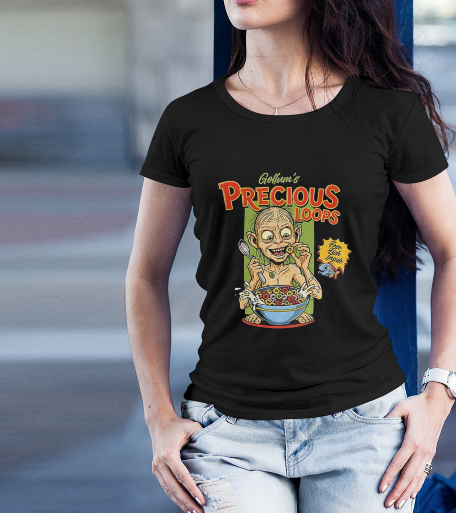 Gollum’s Precious Loops Free Fish Inside Lord Of The Rings Froot Loops Parody T-Shirt