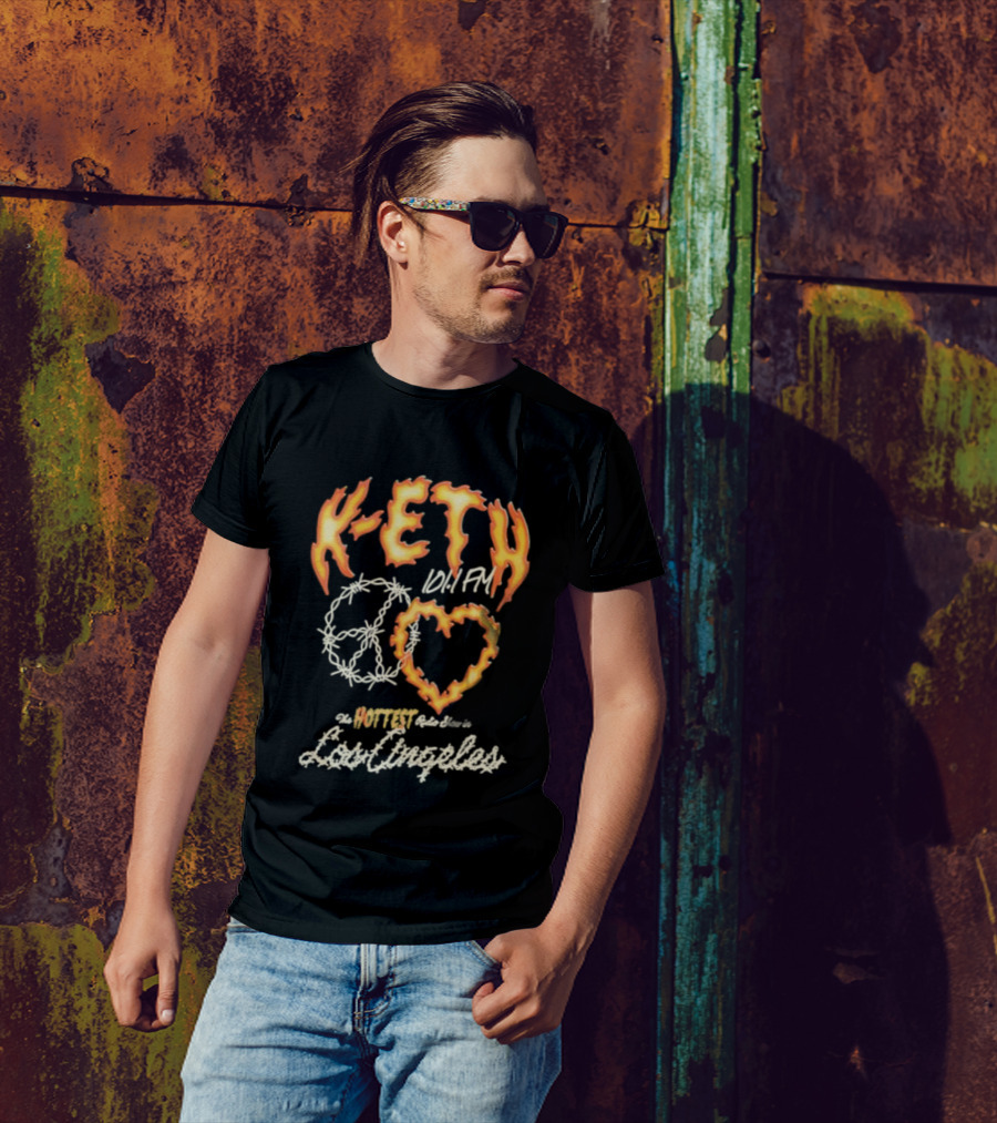 K-ETH Barbed Peace Heart Flame Ed Sheeran Khalid Lyrics T-Shirt