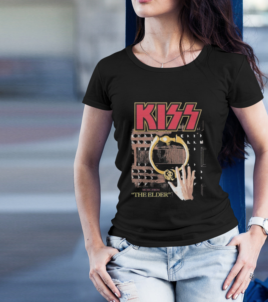 Kiss Music From The Elder Door Knocker Hand Iconic Rock Album Cover T-Shirt