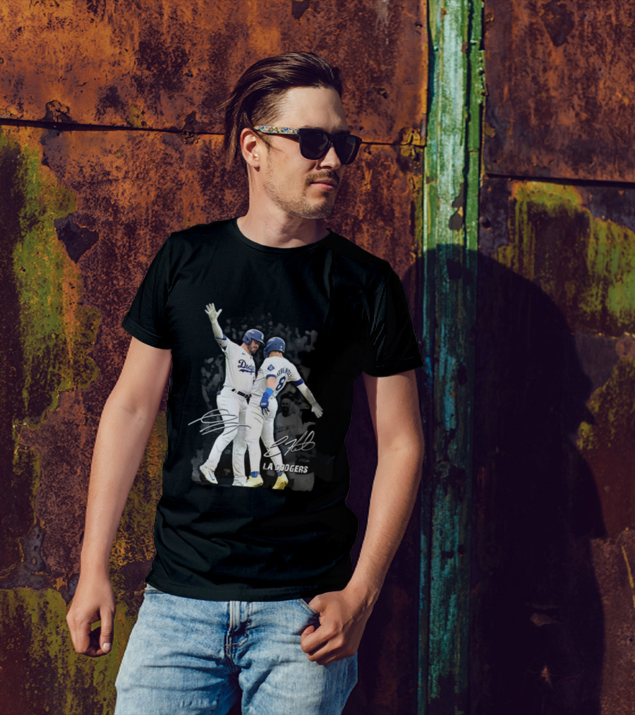 Kiké Hernandez Gavin Lux LA Dodgers Signature Celebration T-Shirt