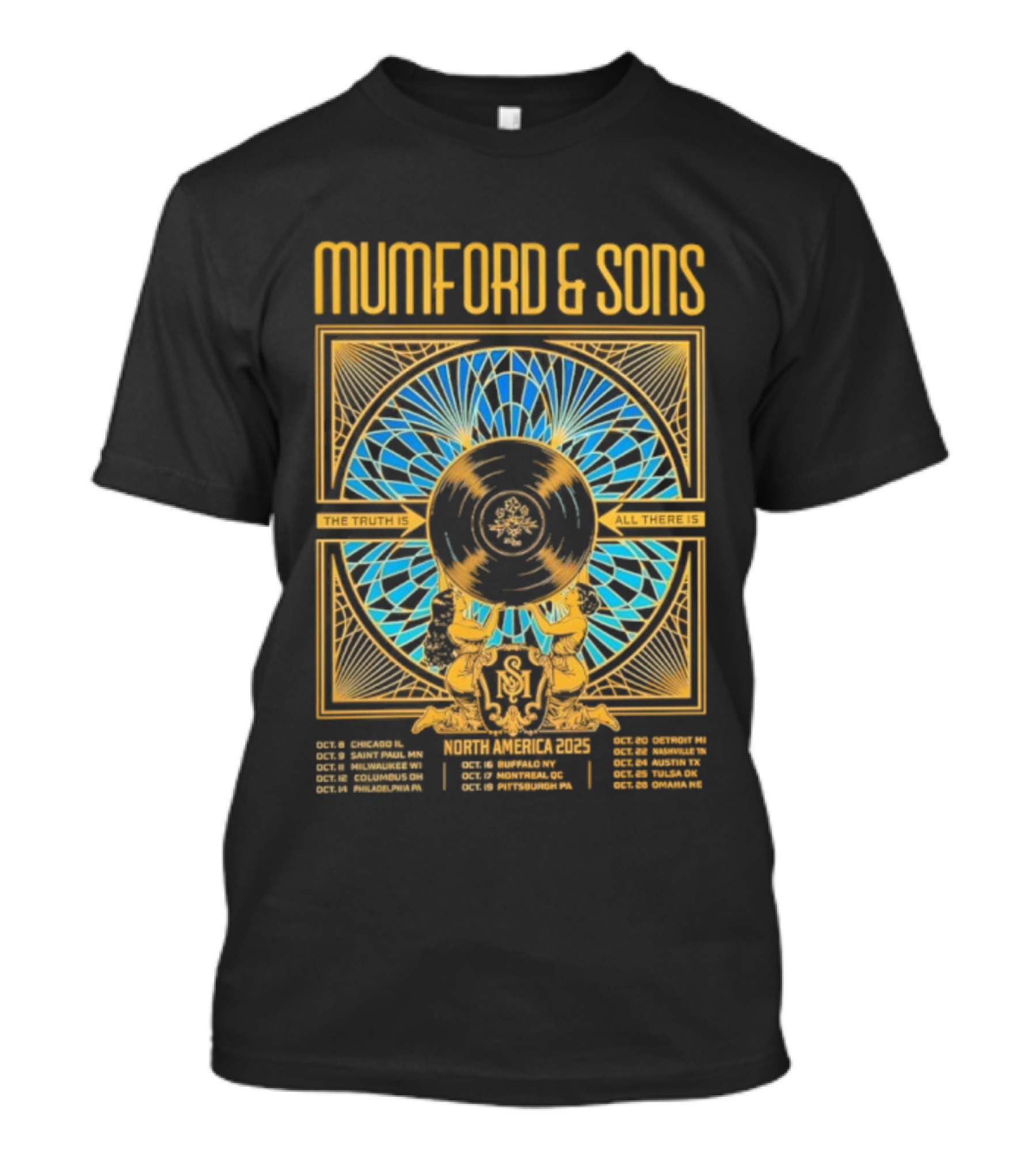 Mumford & Sons 2025 North America Tour Chicago New York San Francisco Denver Dates T-Shirt