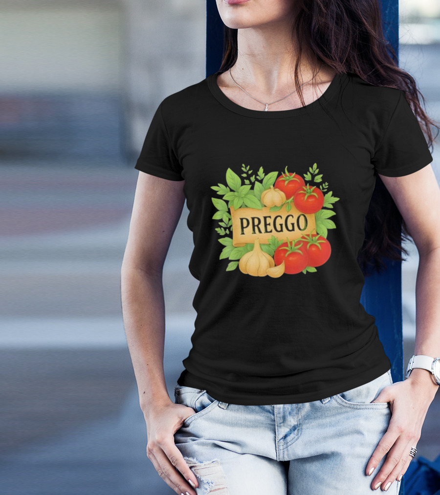 Prego Sauce Inspired Preggo Cute Pregnancy Announcement Costume T-Shirt