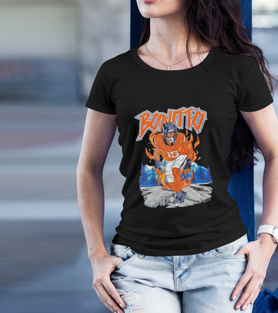 Bonitto 15 Football Flames And Mountains Graphic T-Shirt
